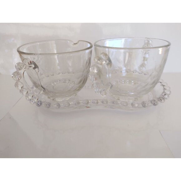 Imperial Glass Candlewick Pattern Cream, Sugar set with Mayo bowl 1960's - Picture 2 of 11